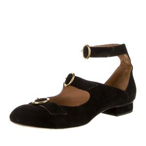 Chloe black suede Mary Jane flats